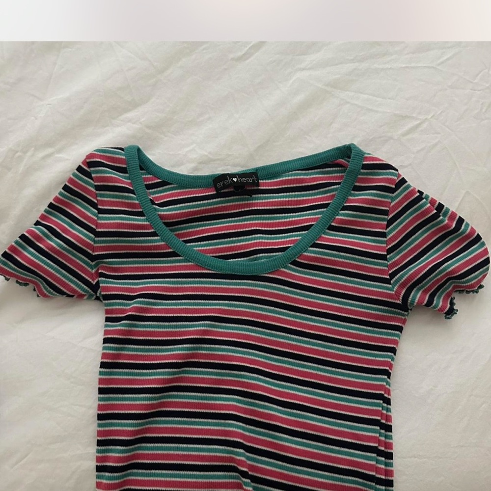 Derek Heart Colorful Striped Tee